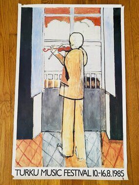 Vtg 1985 Turku Music Festival Poster Matisse Le Violoniste à la Fenêtre 34x21.5